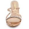 Allegra K Women's Crisscross Strap Rhinestone Block Heel Slide Sandals - 3 of 4