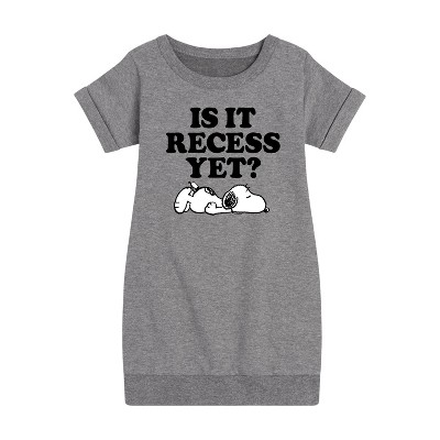 - Peanuts - Is It Recess Yet Graphic Short Sleeve Fleece Dress