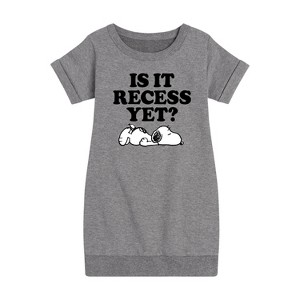 - Peanuts - Is It Recess Yet Graphic Short Sleeve Fleece Dress - 1 of 4