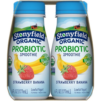 Stonyfield Organic Probiotic Lowfat Strawberry Banana Yogurt Smoothie - 24 fl oz/4ct