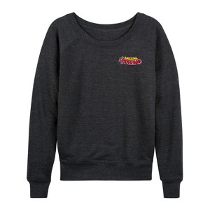 Women's - Marvel - Spiderman Editorial Logo Lightweight French Terry Wide Neck Long Sleeve Graphic Shirt - 1 of 4
