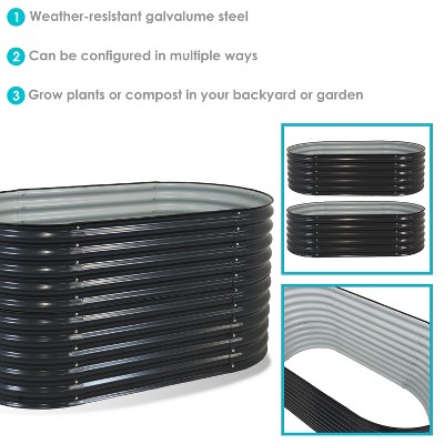 Large Dark Gray Galvalume Steel Raised Garden Bed