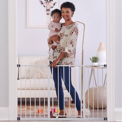 Extra Wide White Metal Walk-Through Baby Gate