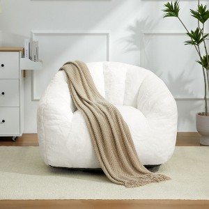 LIKEPAY Faux Rabbit Fur Single Bean Bag Sofa with Arms for Living Room, Bedroom, Gaming room - 1 of 4