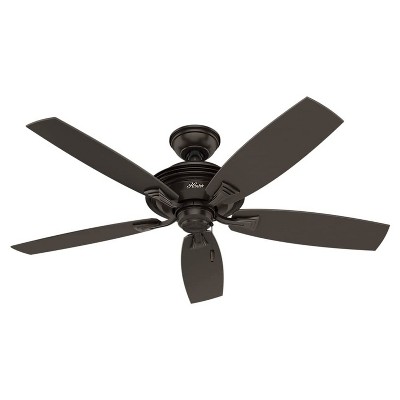 Hunter Fan Company 53347 Rainsford 52 Inch Multi Speed Quiet Indoor/Outdoor Home Ceiling Fan with Speed Adjustment Pull Chain Control, Premier Bronze