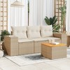 vidaXL Patio Sofa Set with Cushions Outdoor Furniture 4 Piece Poly Rattan - Beige and Cream - 2 of 4