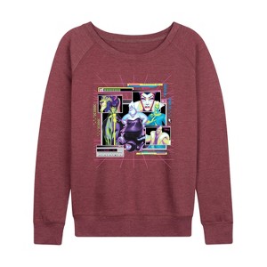 Women's - Disney - Villians Group Vapor Wave Lightweight French Terry Wide Neck Long Sleeve Shirt - 1 of 4