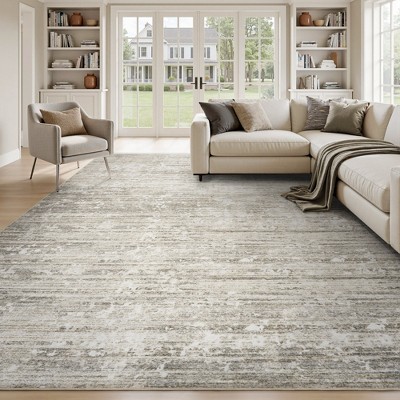 MontVoo Modern Abstract Brown Washable Area Rug