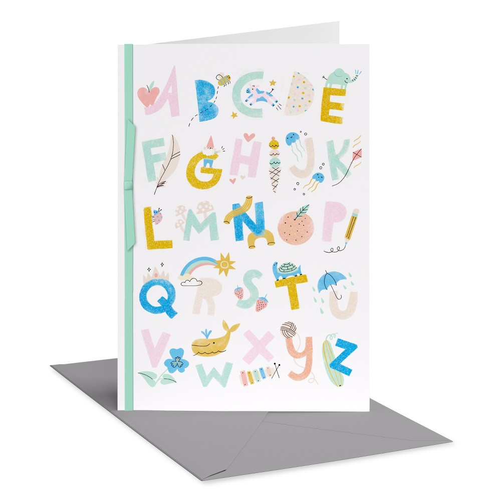 New Baby Congratulations Card Lifetime of Love Pastel Alphabet Includes Envelope