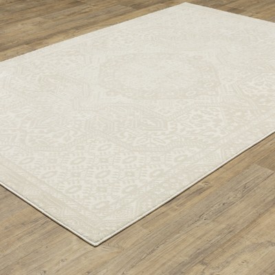 Ivory Geometric Synthetic 3'3" x 5' Area Rug
