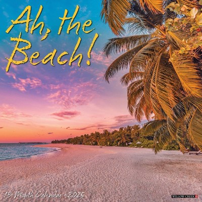 Willow Creek Press Ah The Beach 2025 Wall Calendar: Monthly 12x12" Paper, Sewn Binding, Blue, All Ages