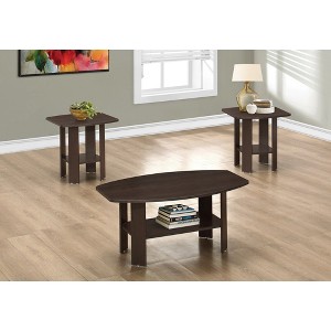 Laminate 3-Piece Coffee and End Table Set with Ample Surface and Lower Shelves for Living Room or Family Room - 1 of 4