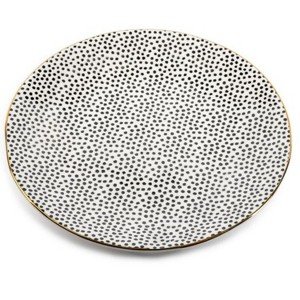 LunaLulinlk Stoneware Dinner Plate, Black & White, Dot Collection - 1 of 4