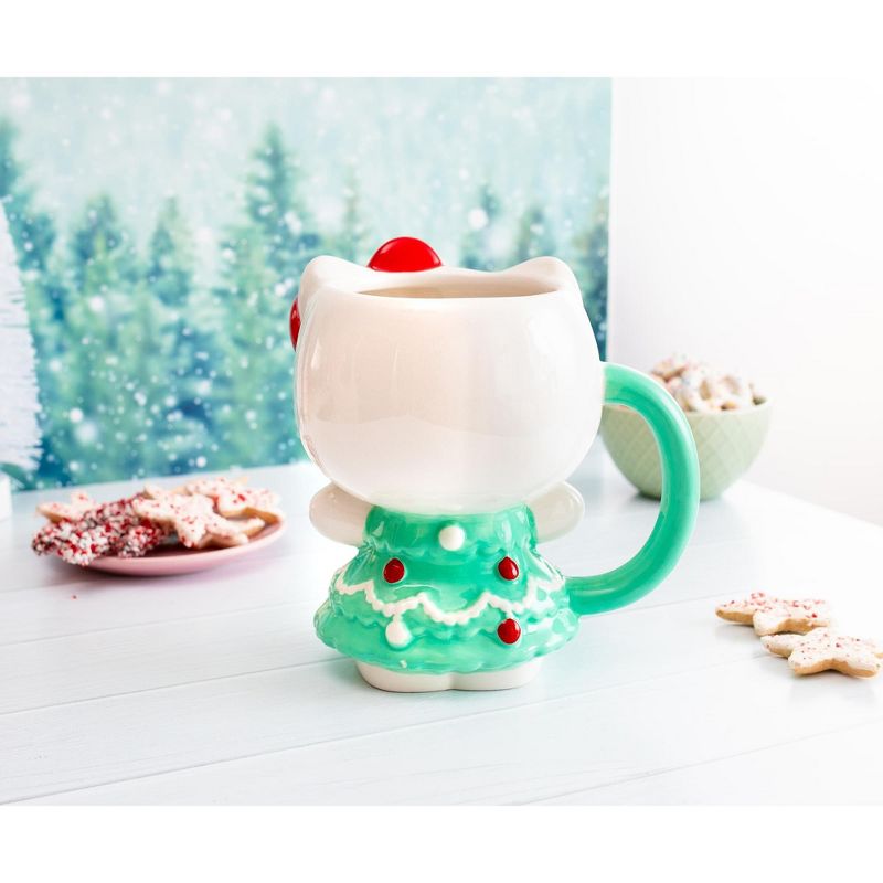 Silver Buffalo Sanrio Hello Kitty Holiday Tree Dress 3D Sculpted Ceramic Mug | Holds 20 Ounces, 5 of 10