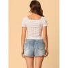 INSPIRE CHIC Women's Ruched Front Short Sleeve Floral Cropped Tops - 3 of 4