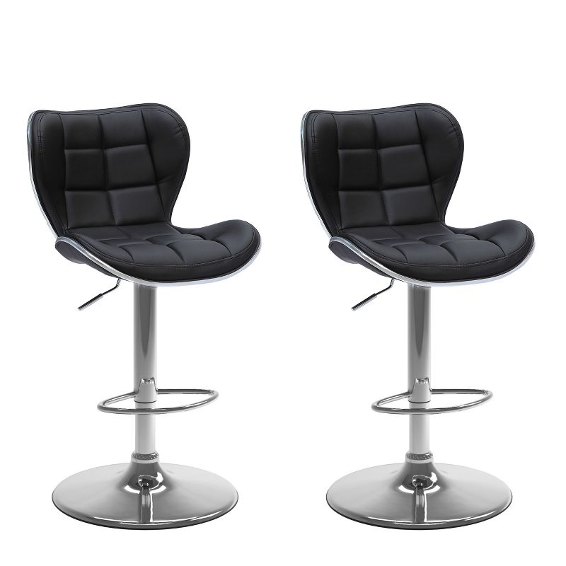 Set of 2 Adjustable Chrome Accented Bonded Leather Barstool - Corliving, 1 of 11