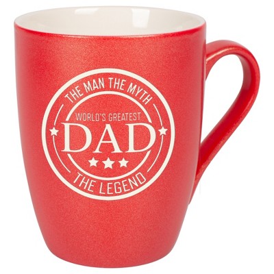 Elanze Designs World's Greatest Dad The Man The Myth The Legend Crimson Red 10 ounce New Bone China Coffee Cup Mug