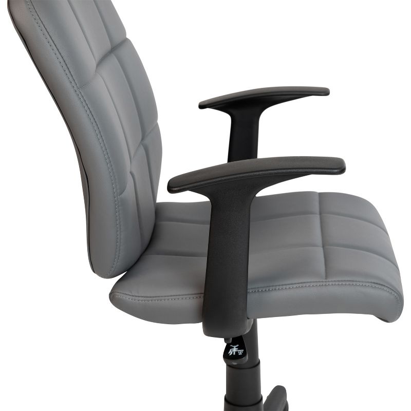 Emma and Oliver Mid-Back Quilted Vinyl Swivel Task Office Chair with Arms, 6 of 11