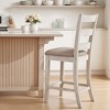 Royal Hampton Barstool Chair Set of 2 | Padded Seats and Ladderbacks | Dual Tone Weathered White Brown - 2 of 4
