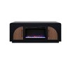 65" Veneer Fireplace TV Stand with Two Doors, Two Shelves, and Electric Fireplace Insert, Clove and Natural Walnut Finish - 4 of 4