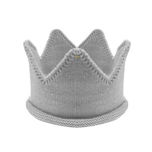 Wrapables Baby Boy & Girl Birthday Party Knitted Crown Headband Beanie Cap Hat, Gray - 1 of 3