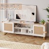 Rattan TV Stand for 65 Inch, Modern Entertainment Center with Storage, Boho TV Console with Marble Color Design, TV Cabinet Furniture for Living Room - 2 of 4