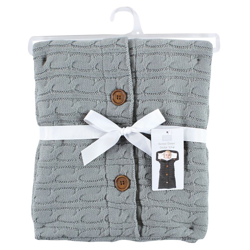 Hudson Baby Unisex Baby Faux Shearling Knitted Baby Lounge Stroller Wrap Sack, Gray, One Size, 3 of 5