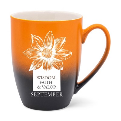 Elanze Designs Wisdom Faith And Valor Two Toned Ombre Matte Orange and Black 12 ounce Ceramic Stoneware Coffee Cup Mug