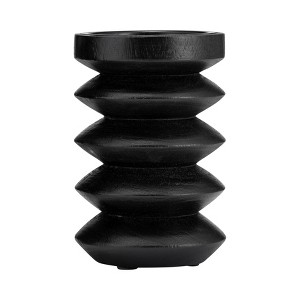 Wood Accordion Candle Holder, Black Finish, Decorative Candle Holder for Centerpieces, Home Decor, and Ambient Lighting Decorative - 1 of 4