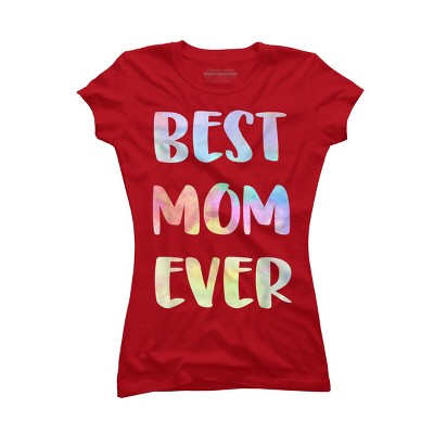 Junior's Design By Humans Best Mom Ever Rainbow Bubble Text By MiuMiuShop T-Shirt