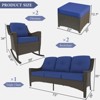 YARDSIGHT 5 Piece Outdoor Patio Furniture Set Wicker Conversation Set 2 Rockchairs with 1 Side Table and 2 Ottomans For Backyard, Porch, Balcony - 3 of 4