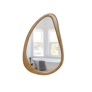 Racxily Teardrop Wooden Wall Mirror, Modern Irregular Shape for Bathroom & Living Room, Mid-Century Decor - 1 of 4