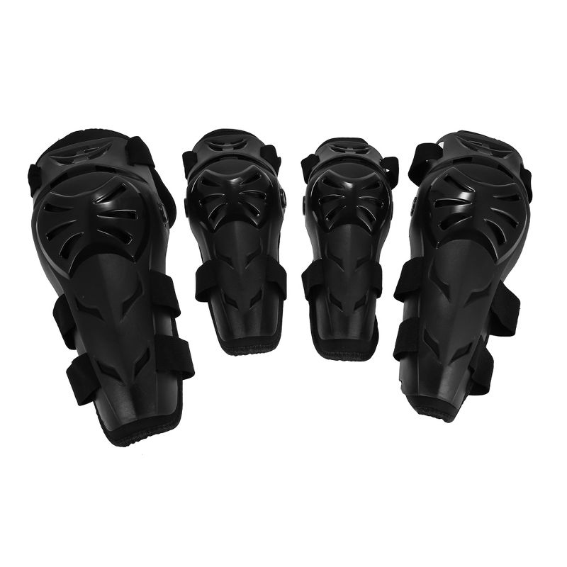 Unique Bargains Motorcycle Elbow Knee Guards with Adjustable Strap Black 4 Pcs, 1 of 7