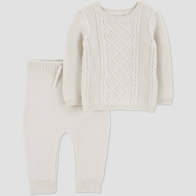 Image of Carter's Just One You®️ Baby Cable Knit Sweater & Bottom Set - Cream 3M