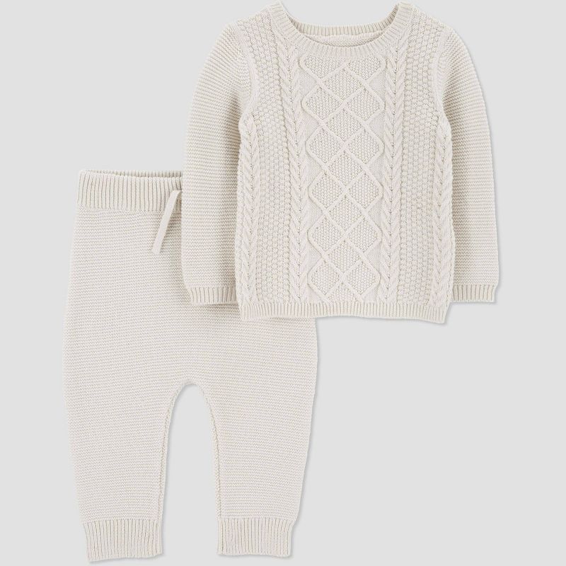 Carter's Just One You®️ Baby Cable Knit Sweater & Bottom Set - Cream, 1 of 5