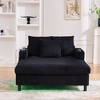 GDFStudio Cromwell Modern 56" Corduroy Upholstered Oversized Chaise Lounge with 3 Pillows and USB Charging - 2 of 4