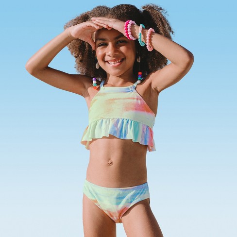 Girls' Ruffled High Neck Bikini Set - Cupshe-10-multi : Target