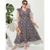 Coolmee Women's Plus Size Summer Boho Dress Ruffle Cap Sleeveless V Neck Long Beach Maxi Dress - 4 of 4
