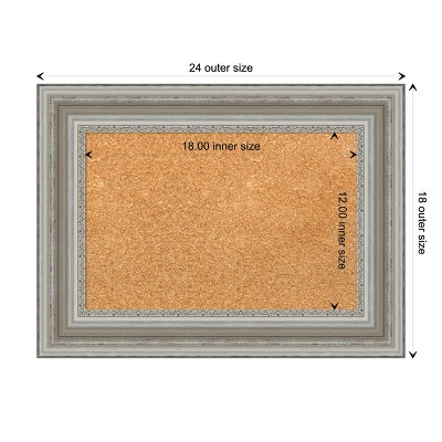 Amanti Art Natural Cork Board Framed Parlor Silver Bulletin Board 24 in. x 18 in.