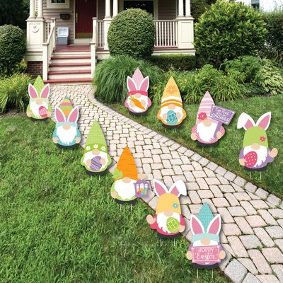 Big Dot of Happiness Easter Gnomes - Lawn Decorations - Outdoor Spring Bunny Party Yard Decorations - 10 Piece