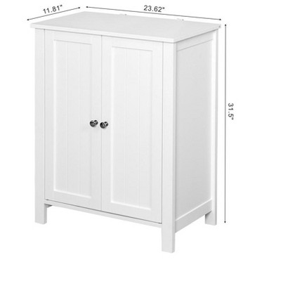 White Wooden Living Room Cabinet with Adjustable Shelving