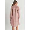 Hello Miz Women's Smocked Neck Long Sleeve Textured Dot Maternity Dress - 3 of 4