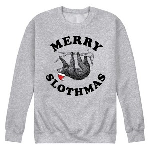 Men's - Instant Message - Christmas Merry Slothmas Graphic Fleece Sweatshirt - 1 of 4
