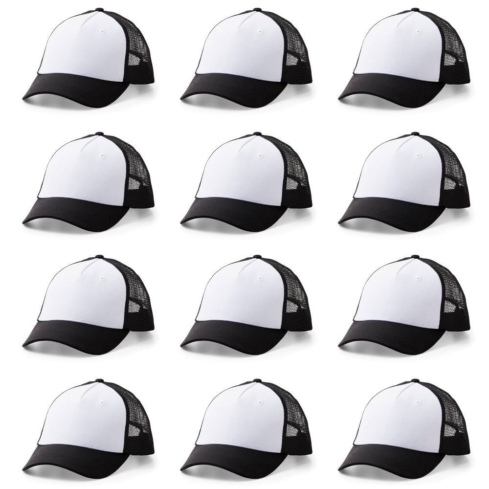 Cricut 12ct Trucker Hat Blank Black/White: Polyester Sublimation Blanks, Unfinished Craft, 4.4" Height, 0.19 lbs