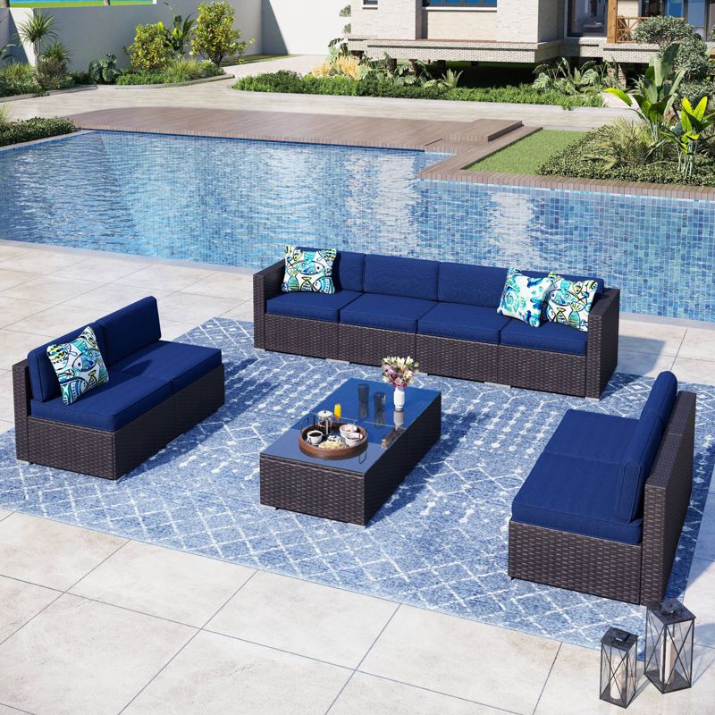 10pc Outdoor Rattan Wicker Sectional Sofa Set - Captiva Designs, 1 of 11