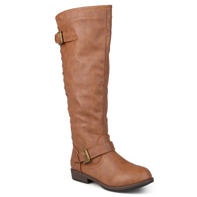 Journee Collection Womens Spokane Stacked Heel Riding Boots Chestnut 6 ...