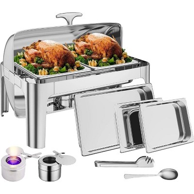 9QT Roll Top Chafing Dish Buffet Set, Food-Grade Stainless Steel Commercial Chafer for Catering, Parties, and Weddings