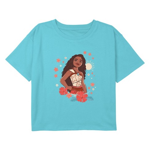 Girl's Moana 2 Floral Portrait Sun Crop Top T-Shirt - image 1 of 3