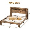 Zevemomo Wood Bed Frame King with Headboard, LED Light, Sturdy Wood Framework, No Noise, Dark Brown (Rectangular Slot) - 4 of 4
