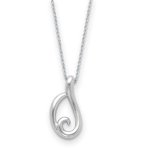 Black Bow Jewelry Rhodium Plated Sterling Silver Friendship Hug Necklace, 18 Inch - 1 of 4